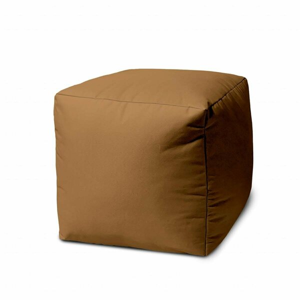 Pipers Pit 17 in. Cool Warm Mocha Solid Color Indoor Outdoor Pouf Cover; Brown PI3671530